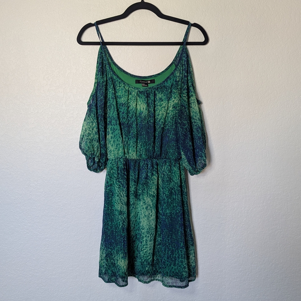 Forever 21 Green and Blue Cold Shoulder Sundress